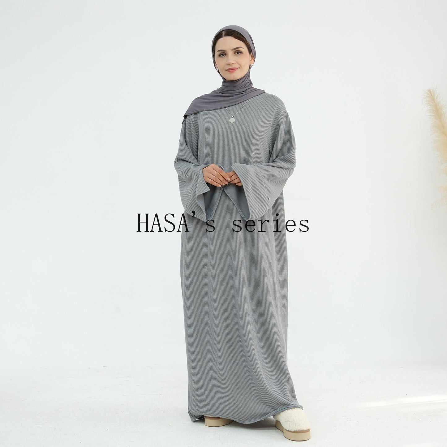 HA5440 Large Sleeve Thick Knitted Sweater Dress - Loose and Elegant Long Dress party  wear red dress thick  thigh 2  part bow  outfits