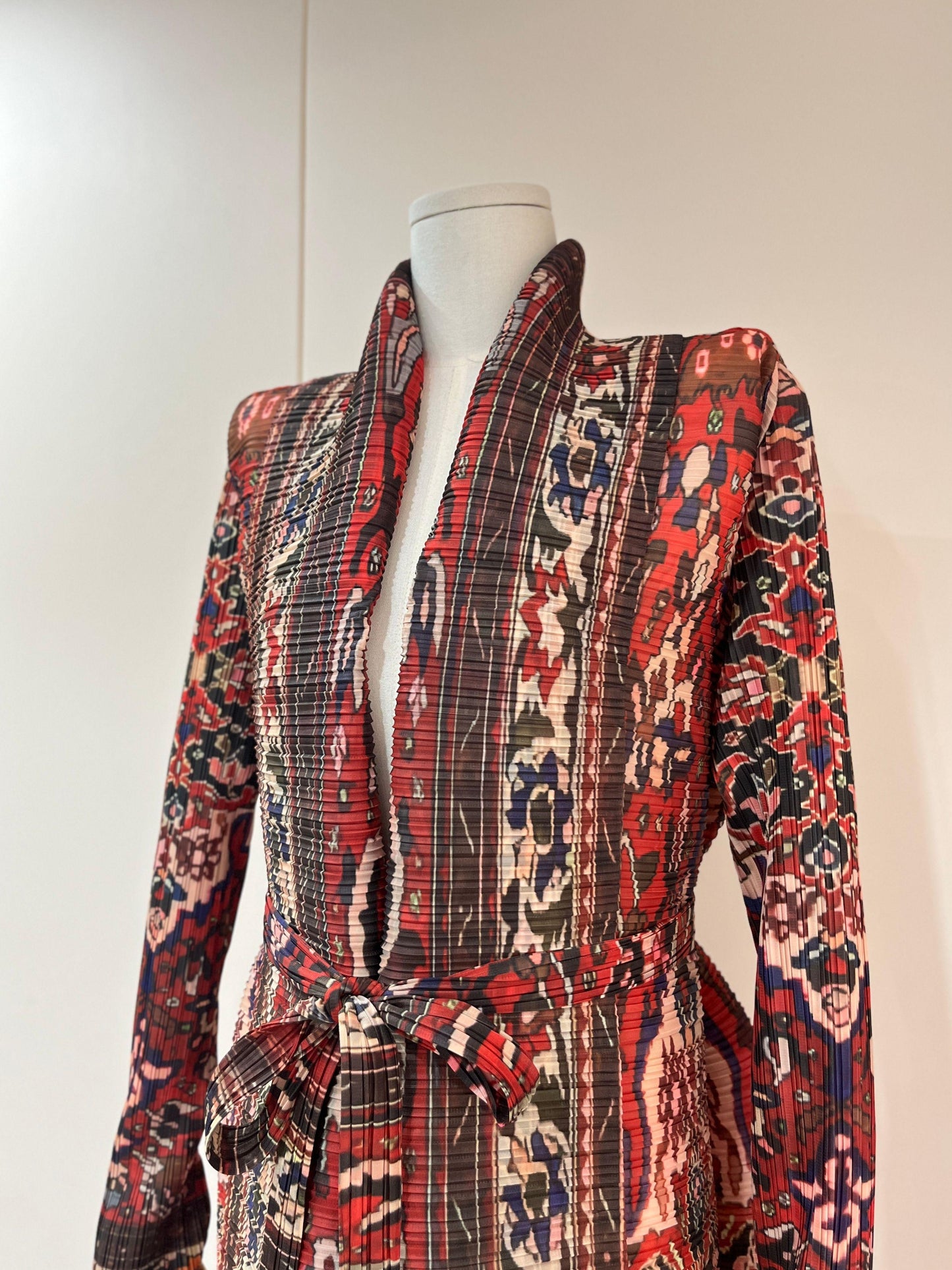 HS6706 Bohemian Elegance , Vibrant Red Printed Abaya