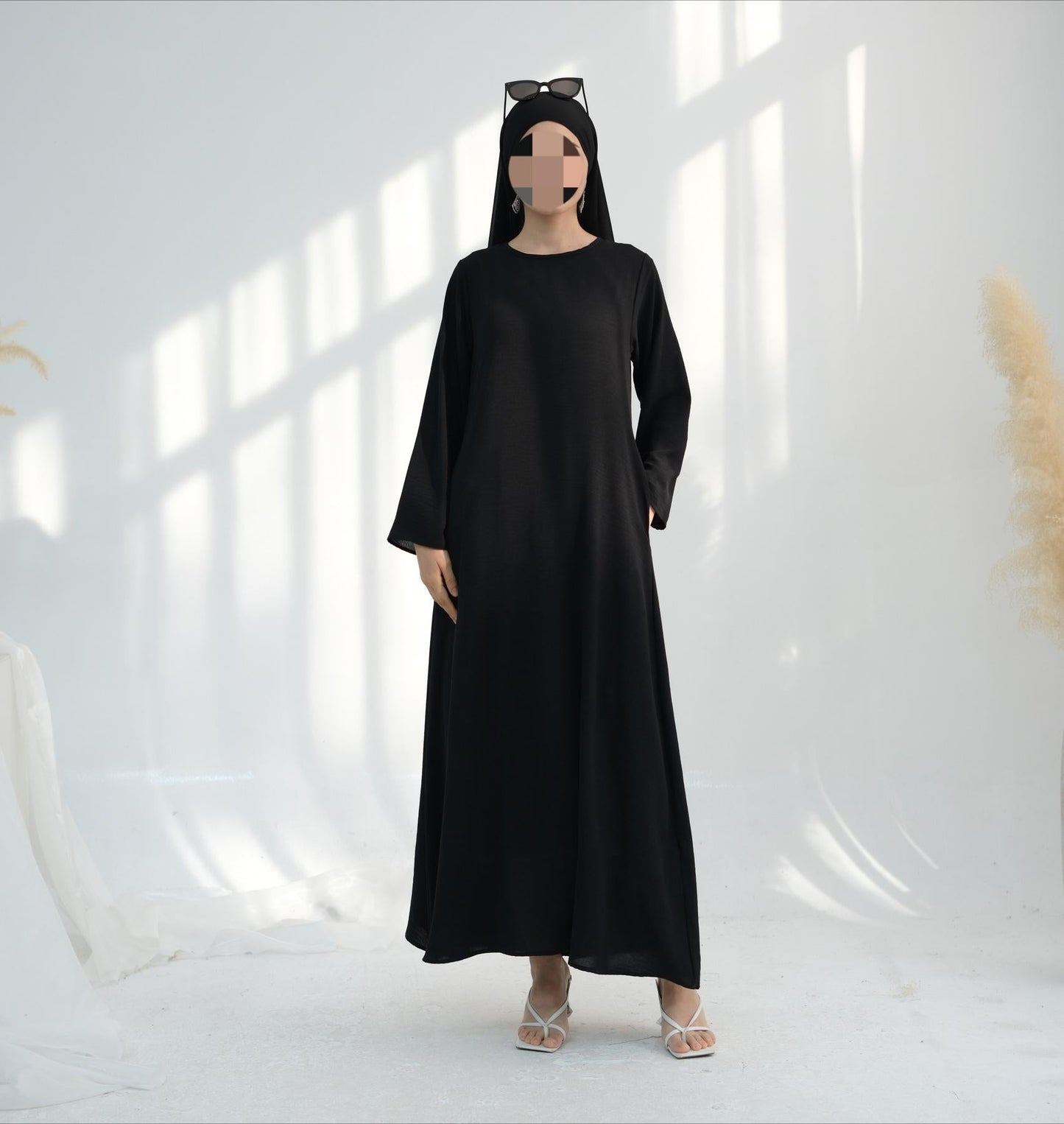 HA6513 Double-layered sleeve chiffon cardigan two-piece robe abaya (headscarf not included)