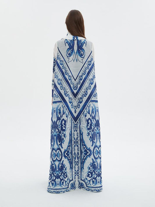 HS6704 Porcelain Dreams Blue and White Abaya for Ramadan