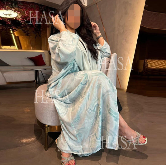 HA6635 Abaya chiffon printed two-piece set (including headscarf)
