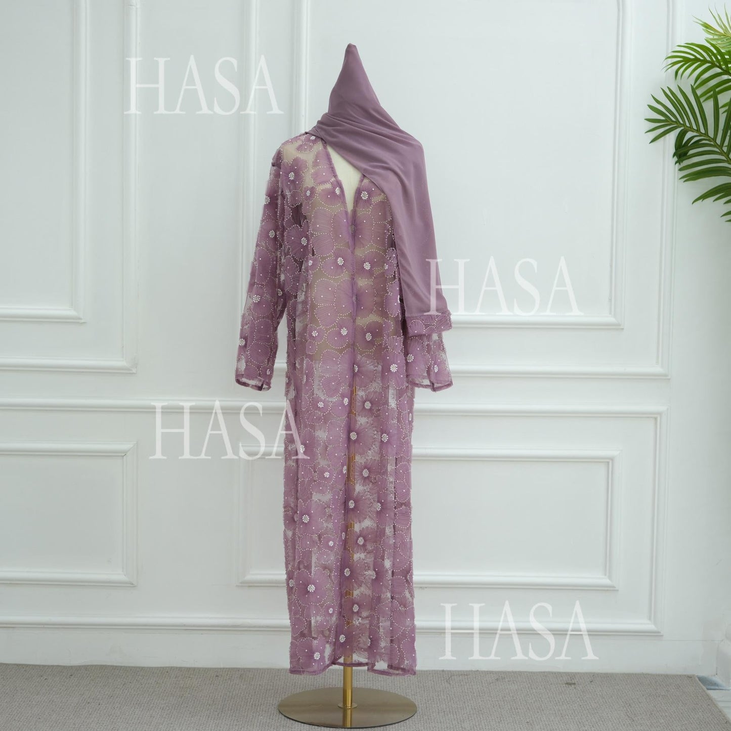 HS6625 Dreidimensionale, Perlenbesetzte Strickjacke Mit Blumenmuster, Die Mit Einer Inneren Schicht Oder Einem Kopftuch Kombiniert Werden Kann.