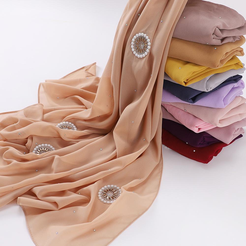 HAYA HA1126 Pearl Chiffon Baotou Scarf
