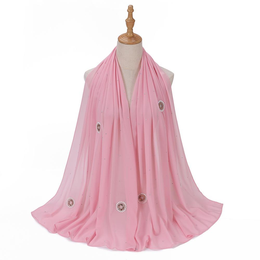 HAYA HA1126 Pearl Chiffon Baotou Scarf