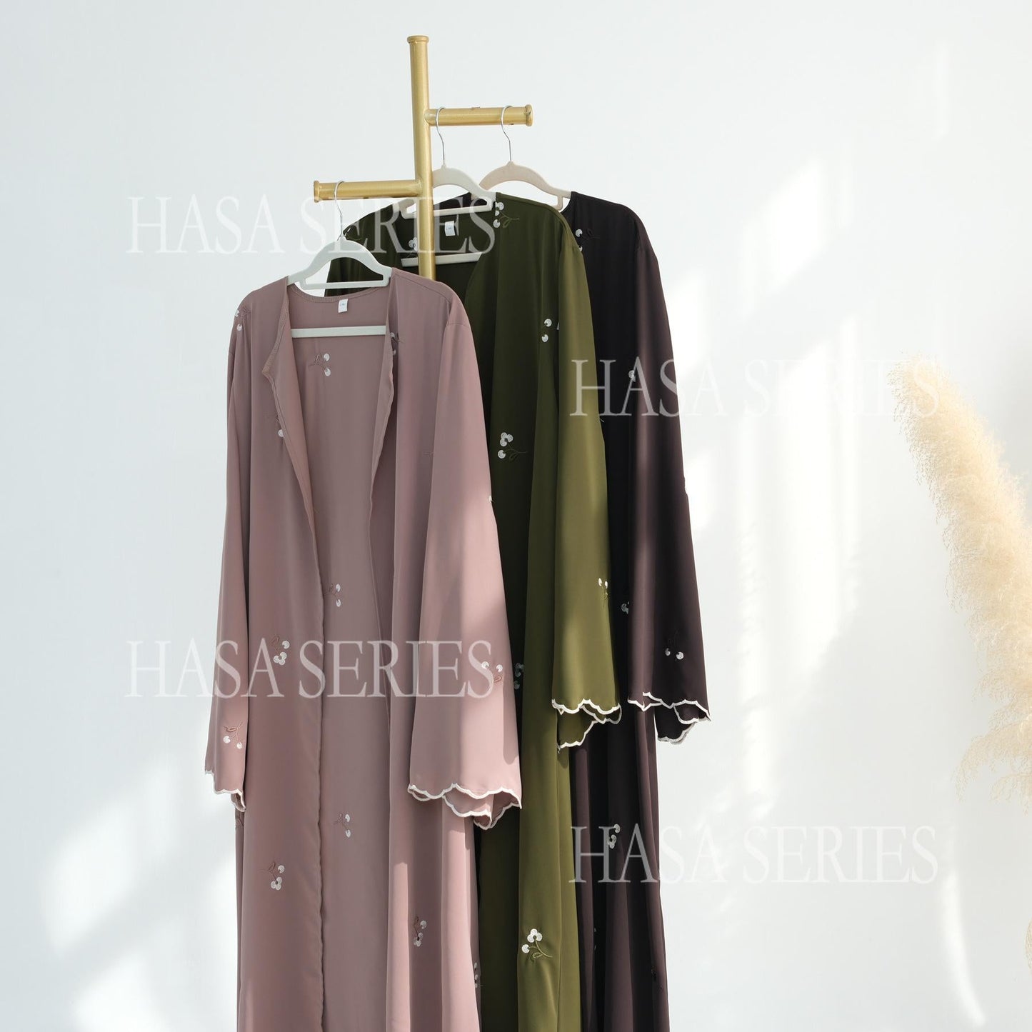 HASASERIES HS6682 Embroidered Floral Pattern Long Cardigan