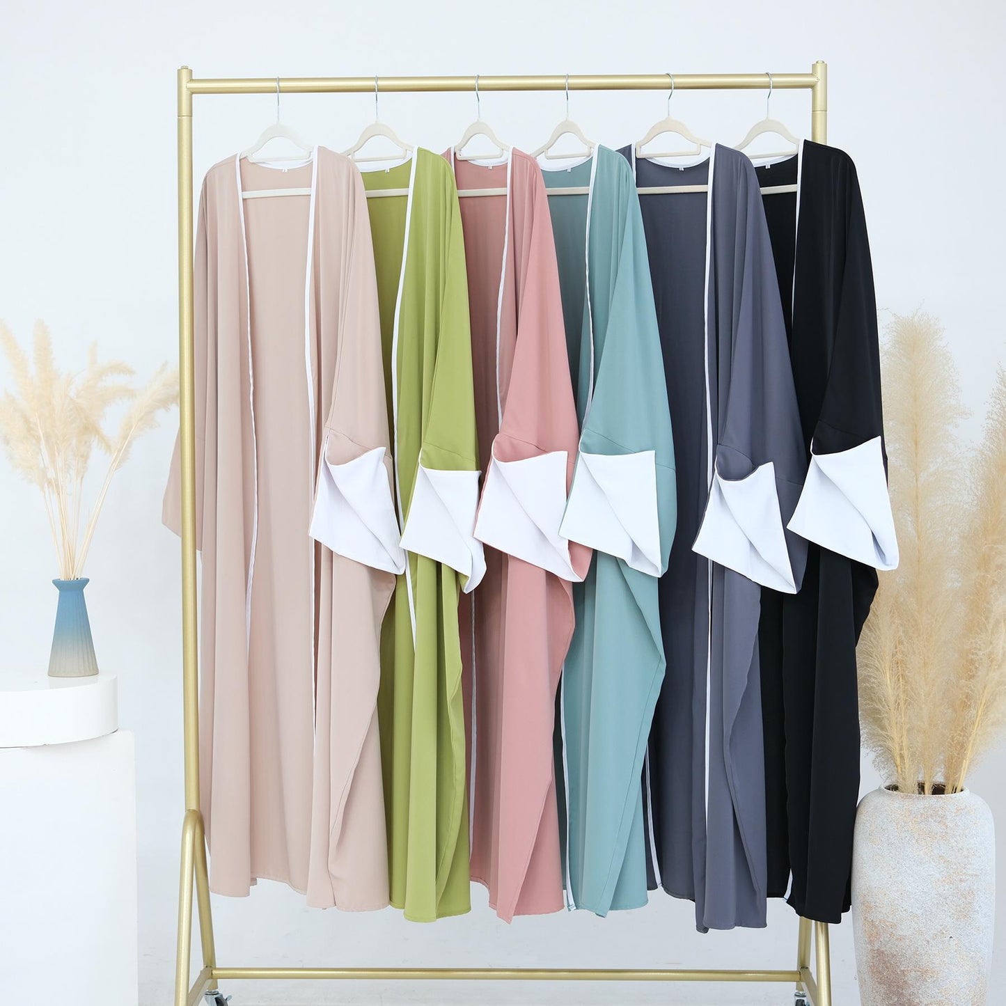 HA5877 The Loose-fitting Robe Has A Lightweight Silhouette That Is Perfect for Any Occasion open abaya outfit