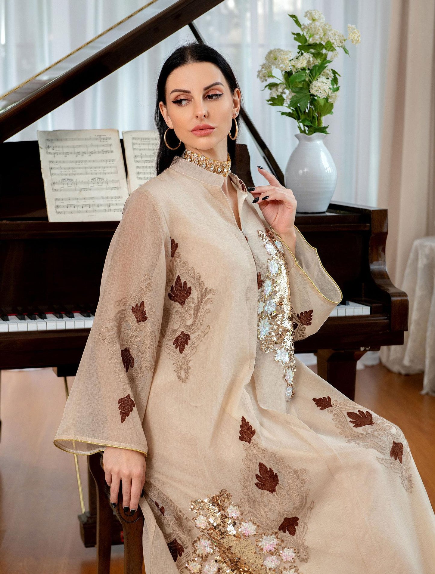 HAYA HAYA0443 Muslim Embroidered Dress
