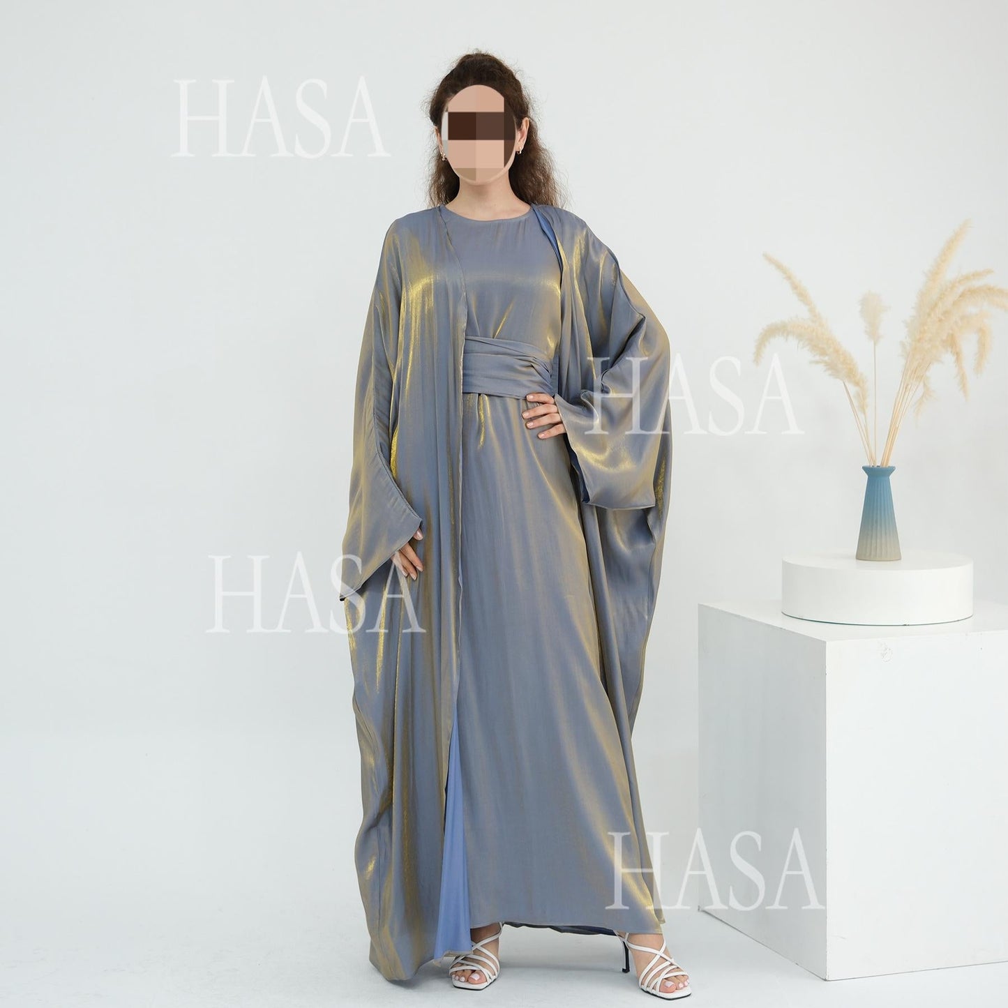 HA6530 Solid color simple two-piece long skirt suit