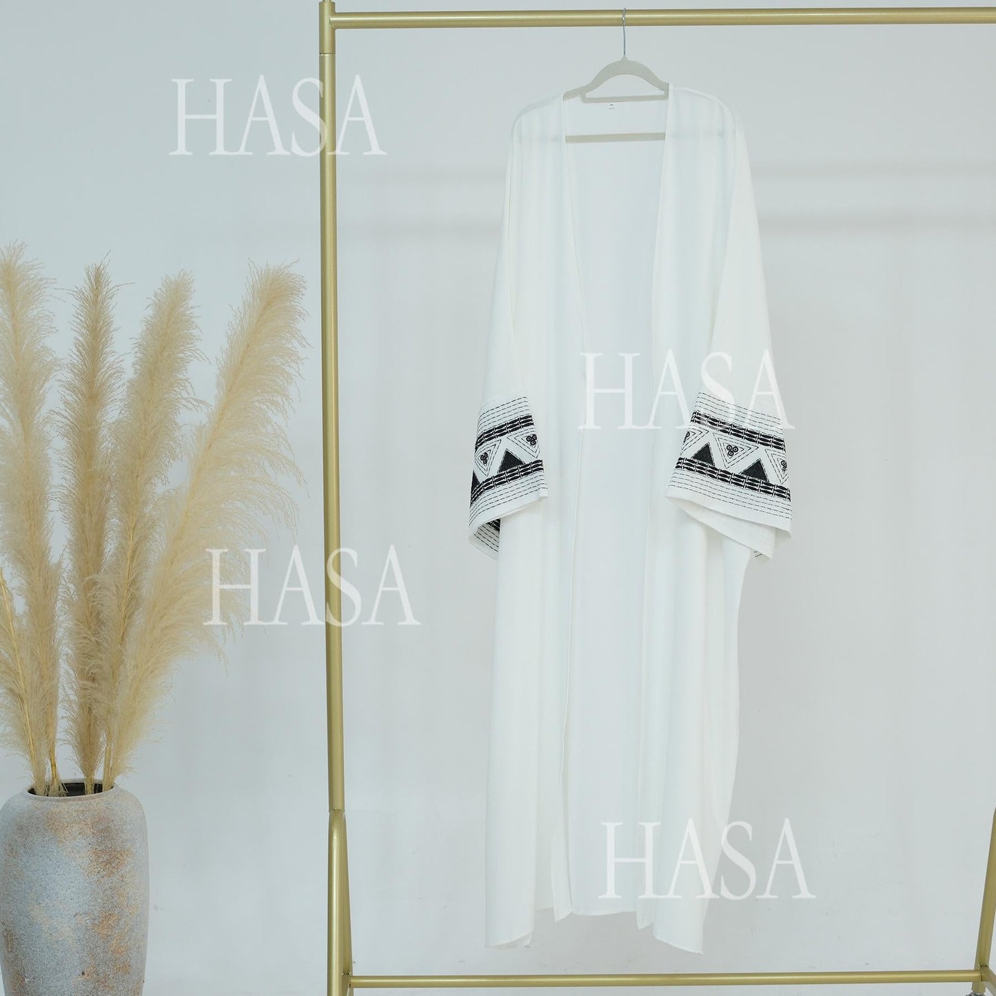 HASA's Series HA6506 Long Wide Sleeve Embroidered Robe Cardigan (No Headscarf)