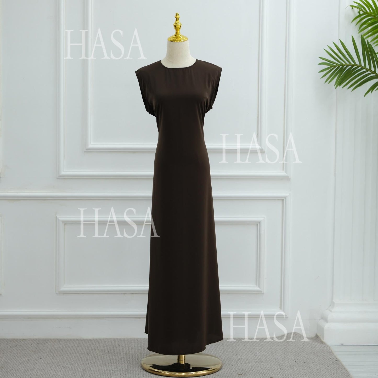 HA6470 Sleeveless Long Dress with Adjustable Back Lacing