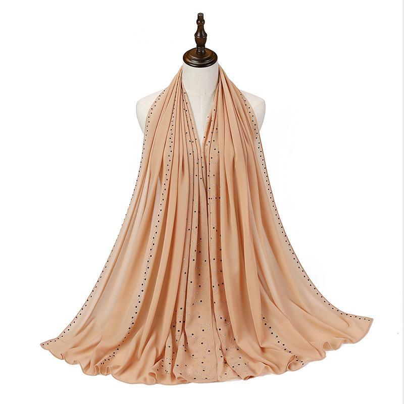 HAYA HA1127 Pearl Chiffon Rhinestone Headscarf