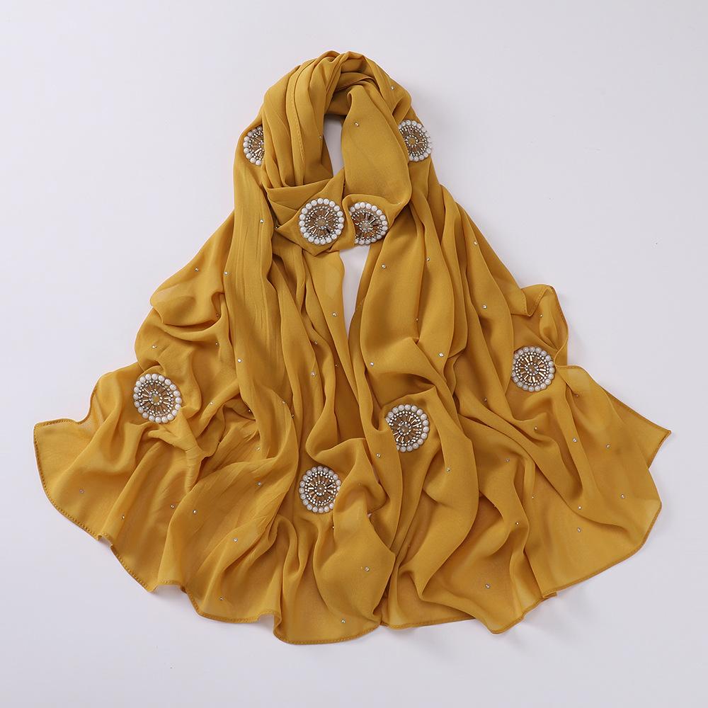 HAYA HA1126 Pearl Chiffon Baotou Scarf