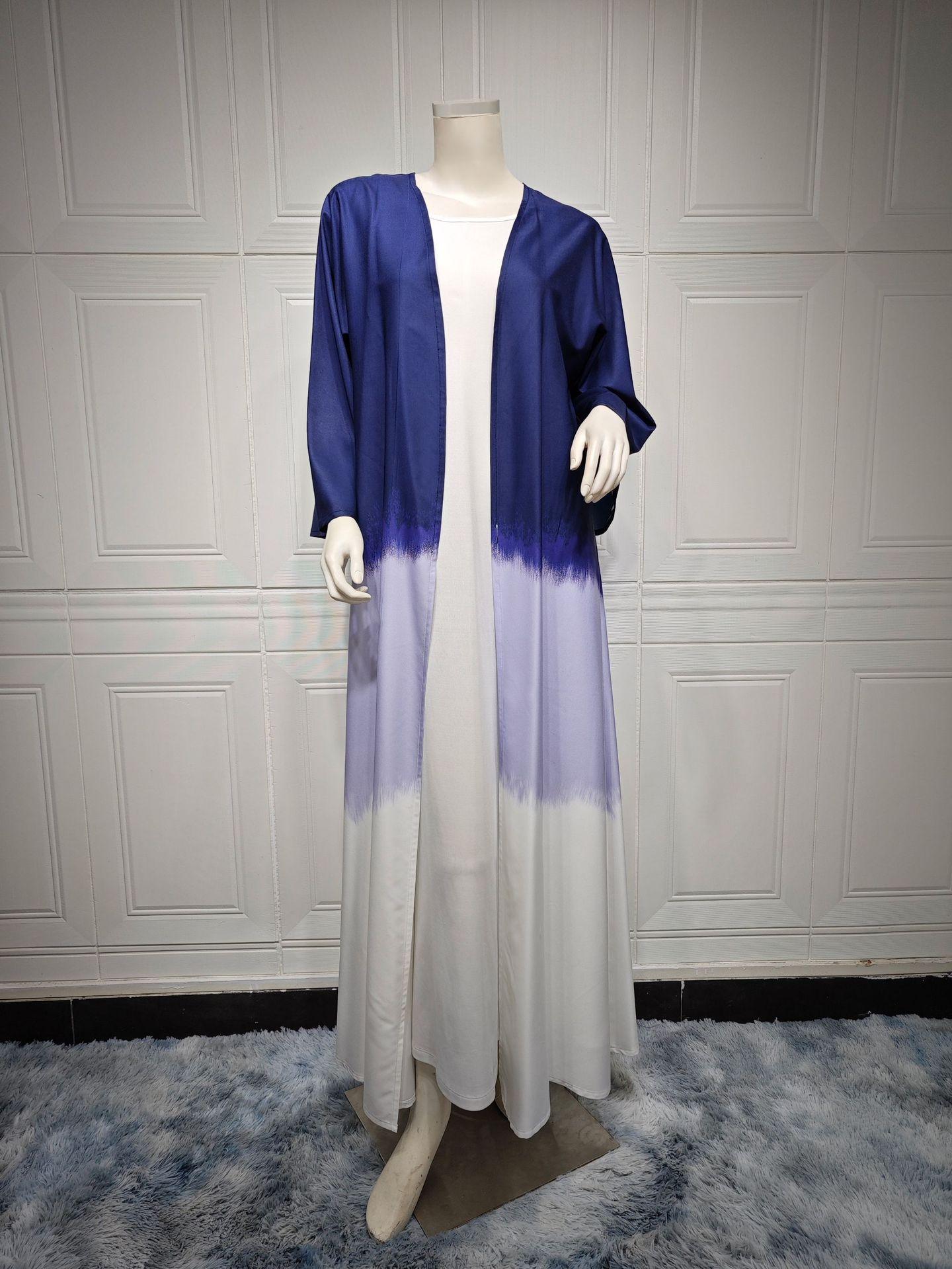 HAYA HA1096 Muslim Tie-dyed Cloak Cardigan Dress Abaya