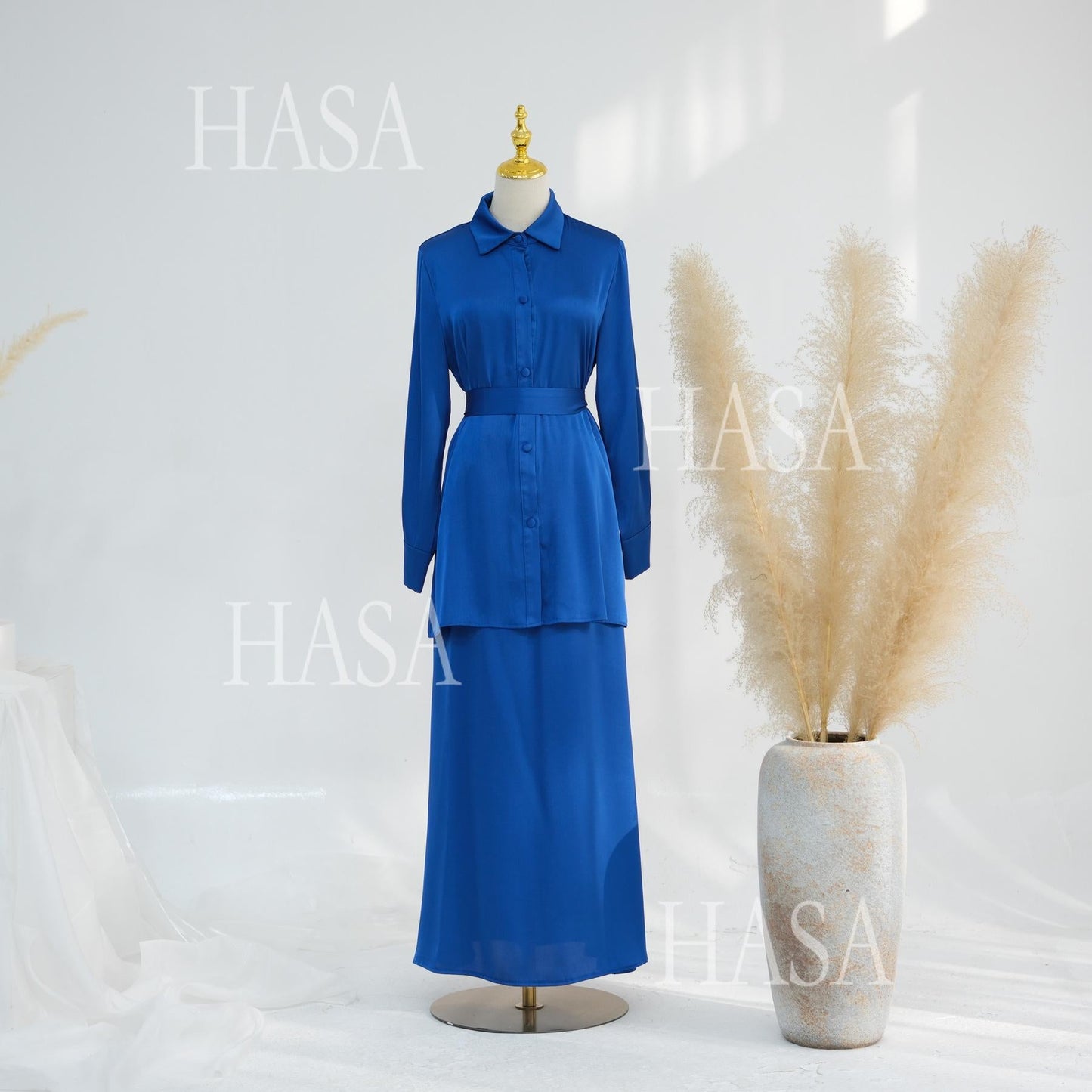 HA5874 Gentle Lace-up Two-piece Suit, Simple Texture, First Choice for Daily Wear abaya girl
