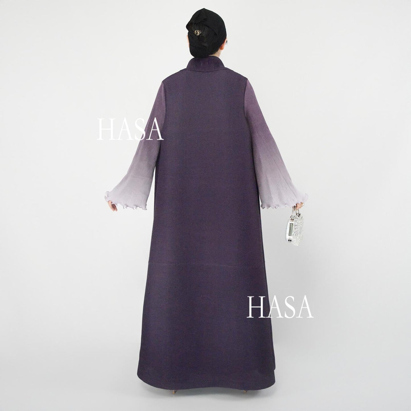 HS6360 Summer Ombré Gradient Abaya with Pleats and Fluted Bell Cuffs