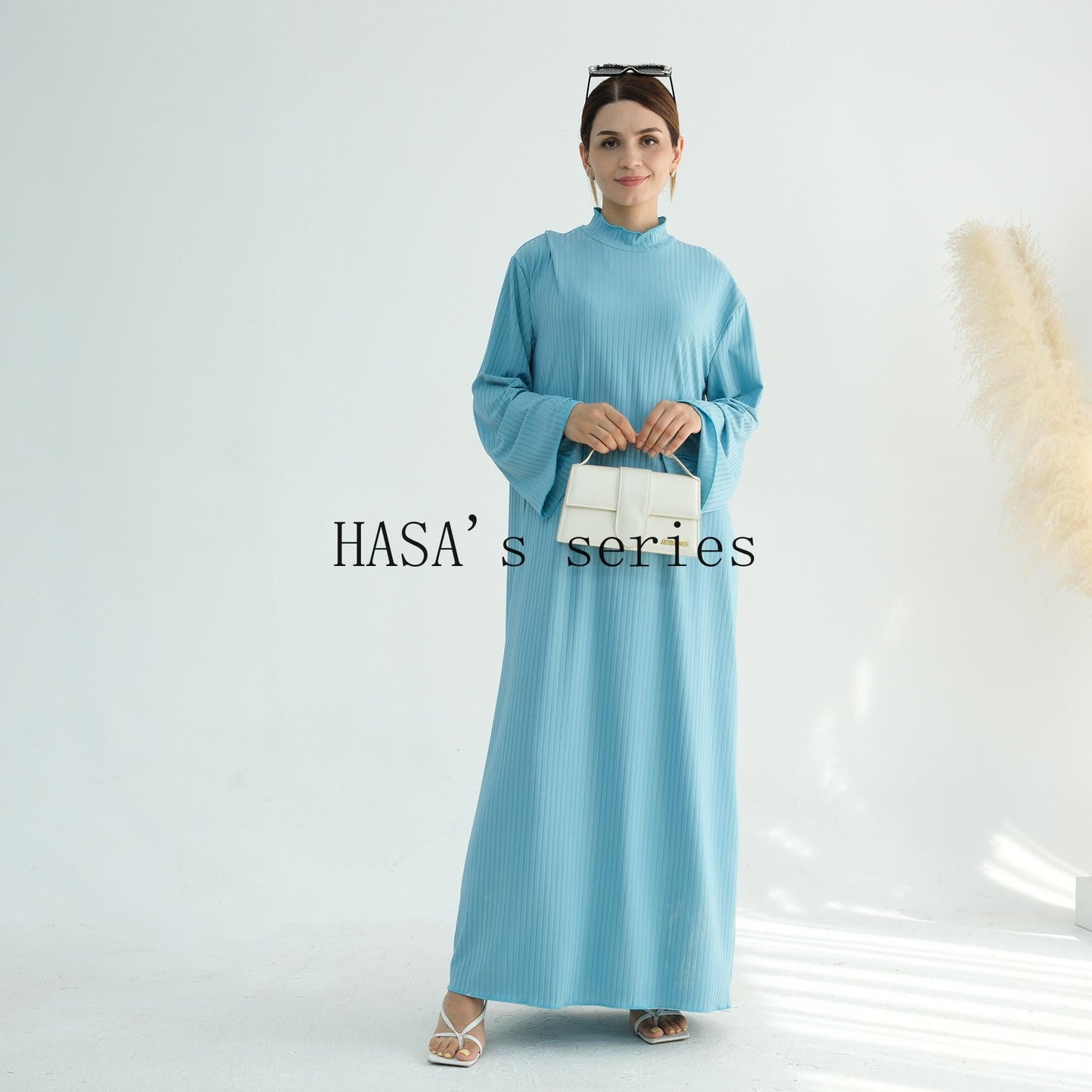 HA5509 Beautiful Stand Collar Dress Robe - Lightweight multi-color design, comfortable and stylish party  wear red dress thick  thigh 2  part bow  outfits