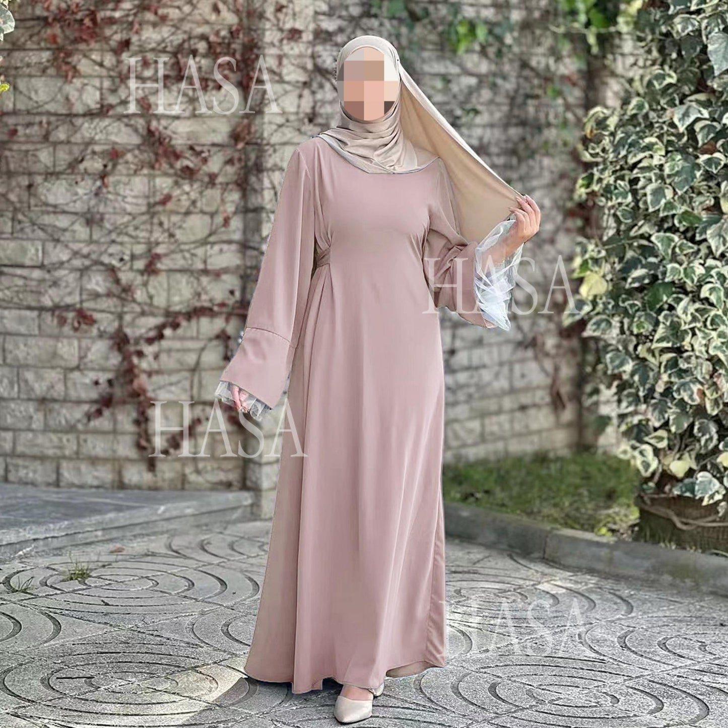 HASA's series HA6507 Simple style spliced lace robe dress (headscarf not included)