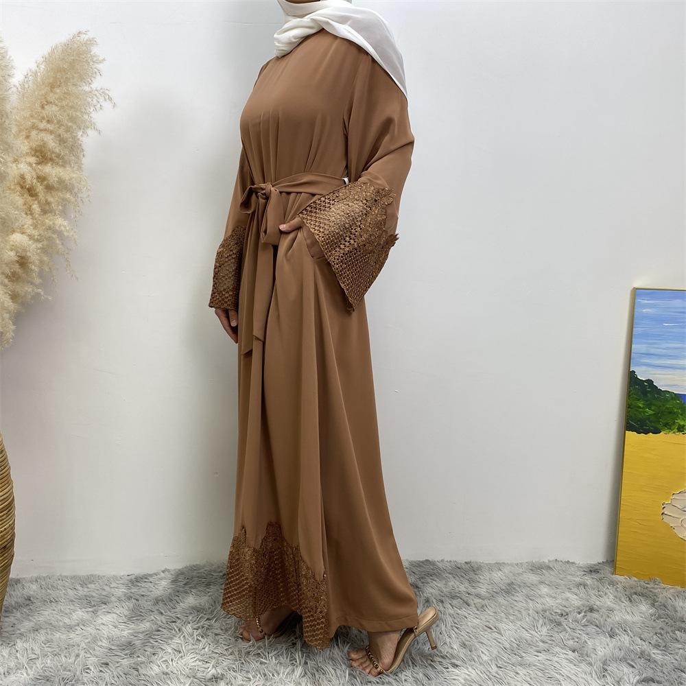 HAYA HAYA1084 Muslim Fashion Lace Robe Dress