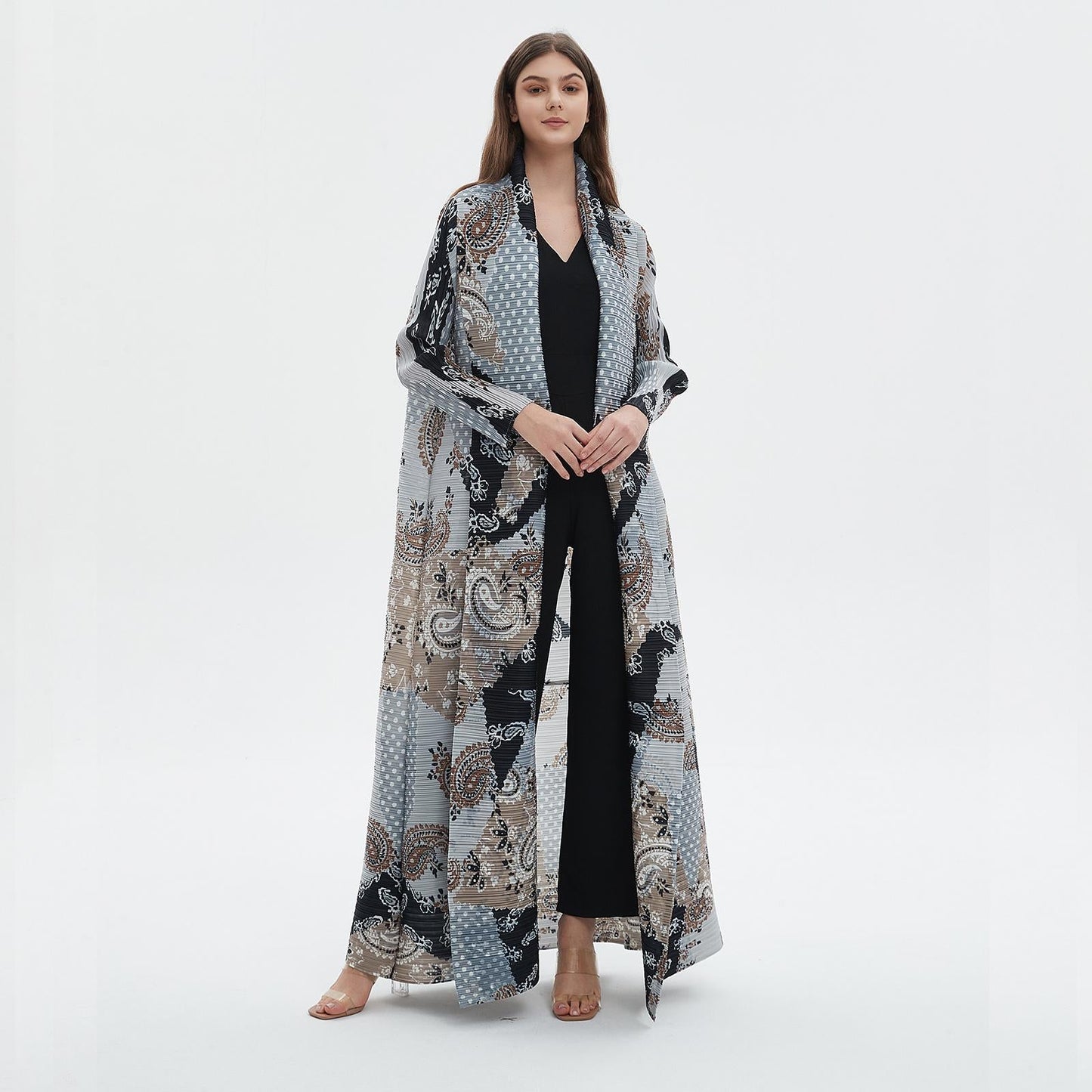 HS6713 Ethereal Blue , Elevated Abaya Style with Paisley Prints