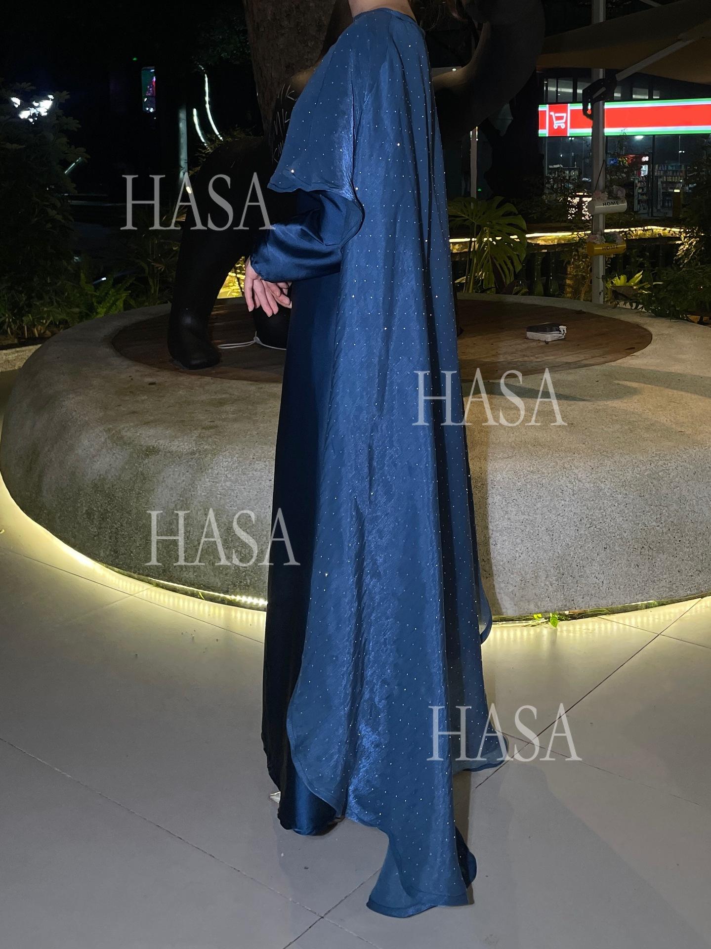 HA6477 Shiny robe two-piece set with rhinestone shawl decoration