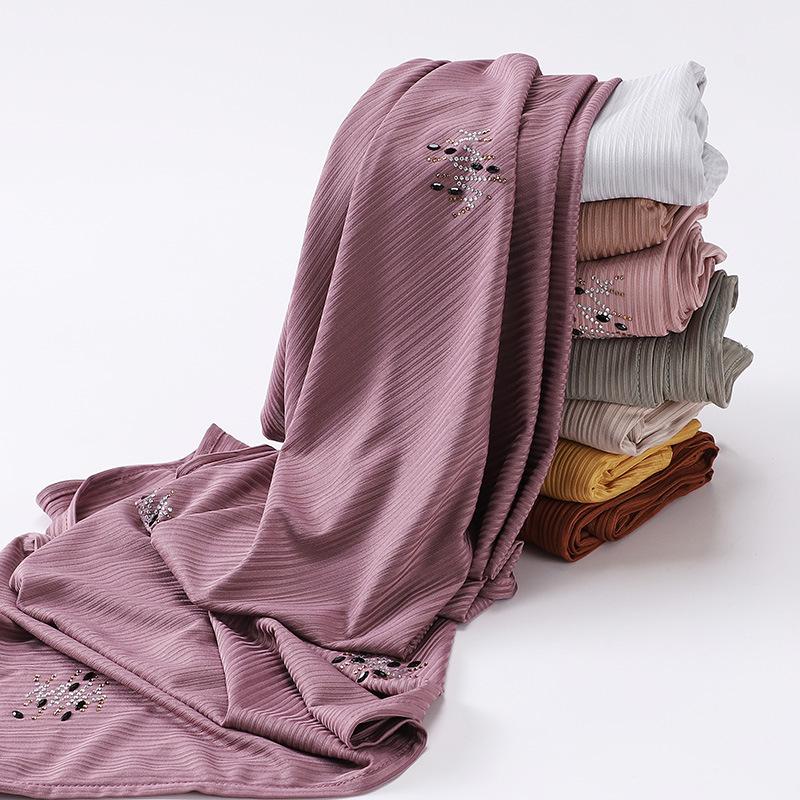 HAYA HA1133 New Striped Hot Drilling Headscarf