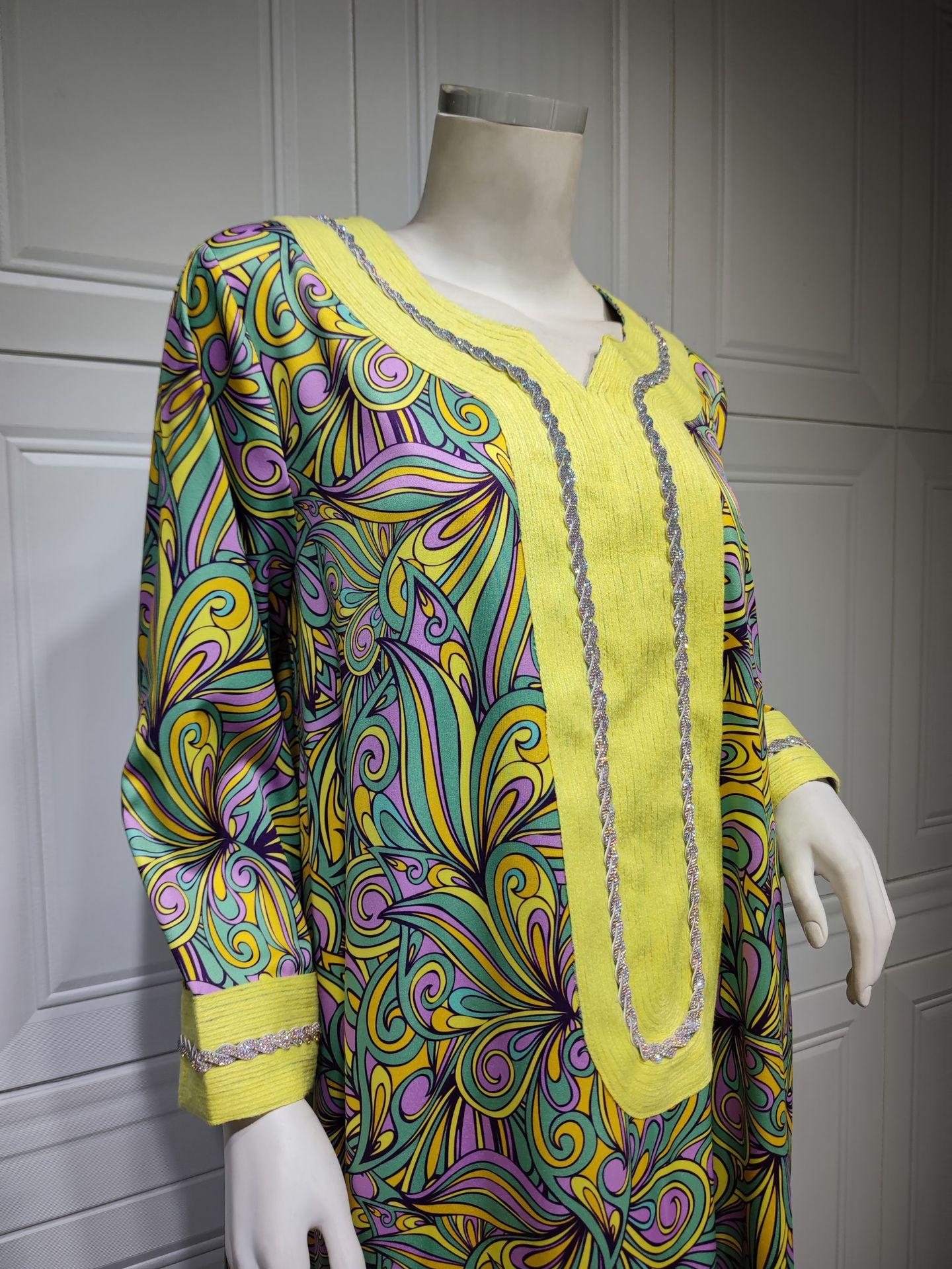 HAYA HAYA1074 Muslim Embroidered Hot Diamond Dress