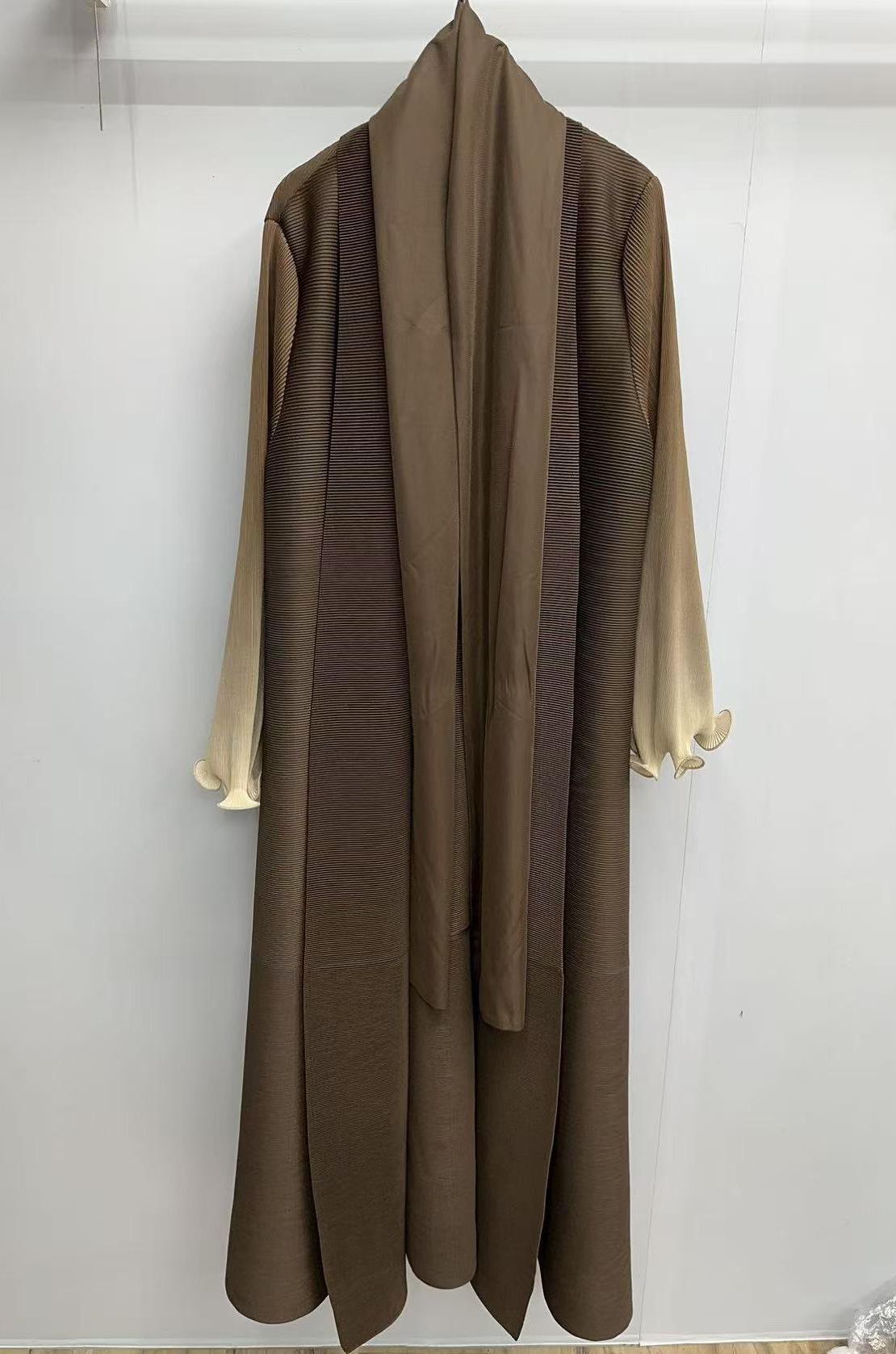 HASASERIES HS6721 Olive Ombre  Green Abaya with Gradient Cuffs