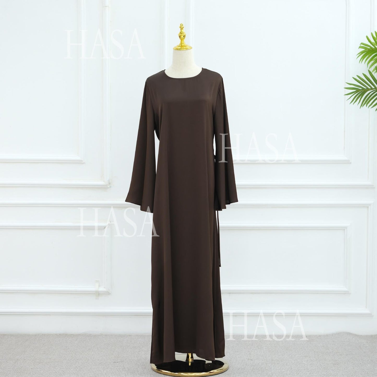 HA6491 Elegant Bell Sleeve Maxi Dress