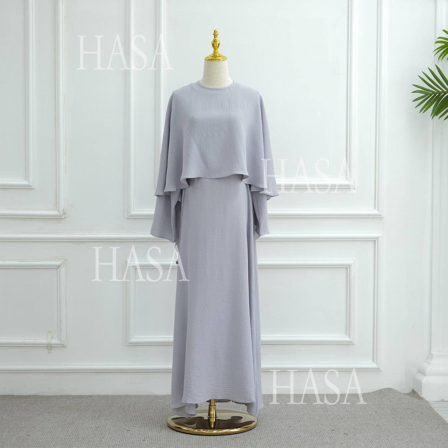 HA6532 Slim-fit waist cape robe two-piece set