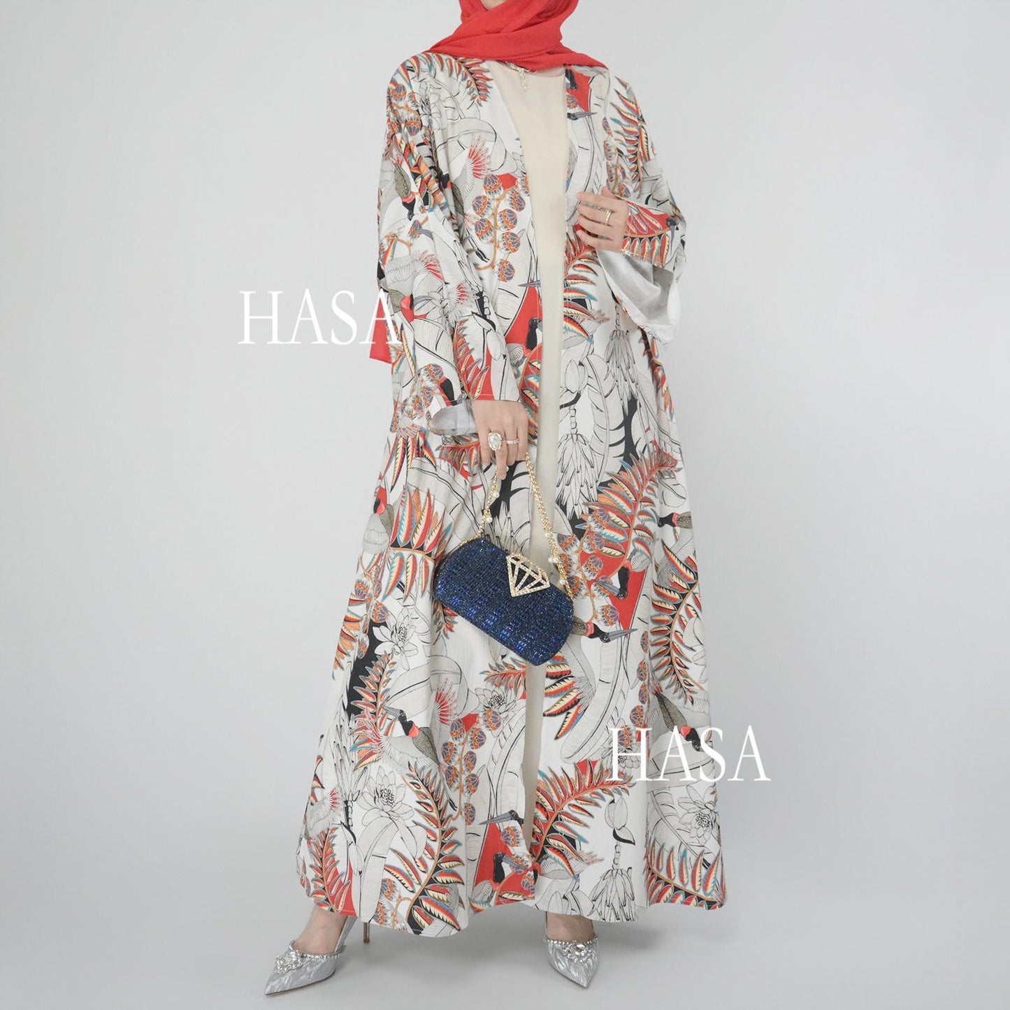 HA6323 Airy Summer Cardigan with Delicate Floral Prints