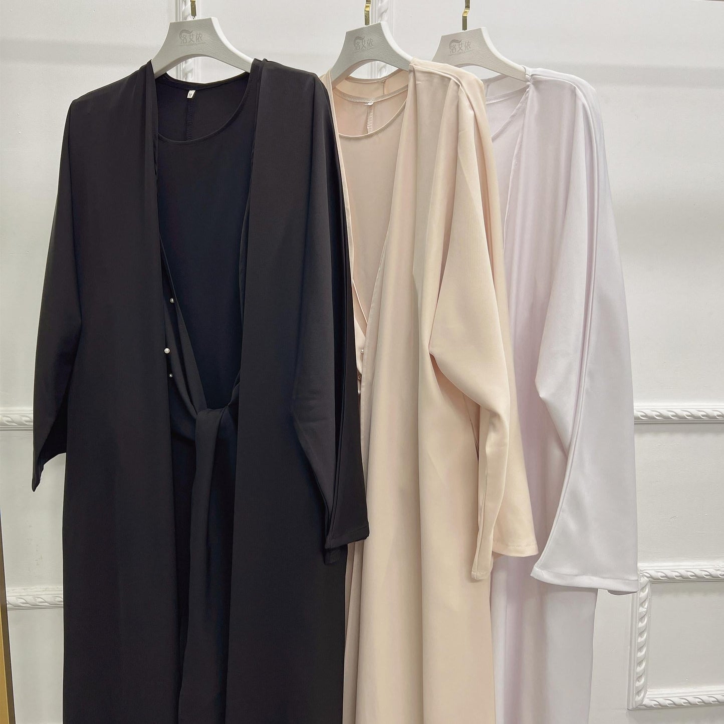 HAYA HAYA1012 2pcs Set Solid Color Cardigan+Inner Dress