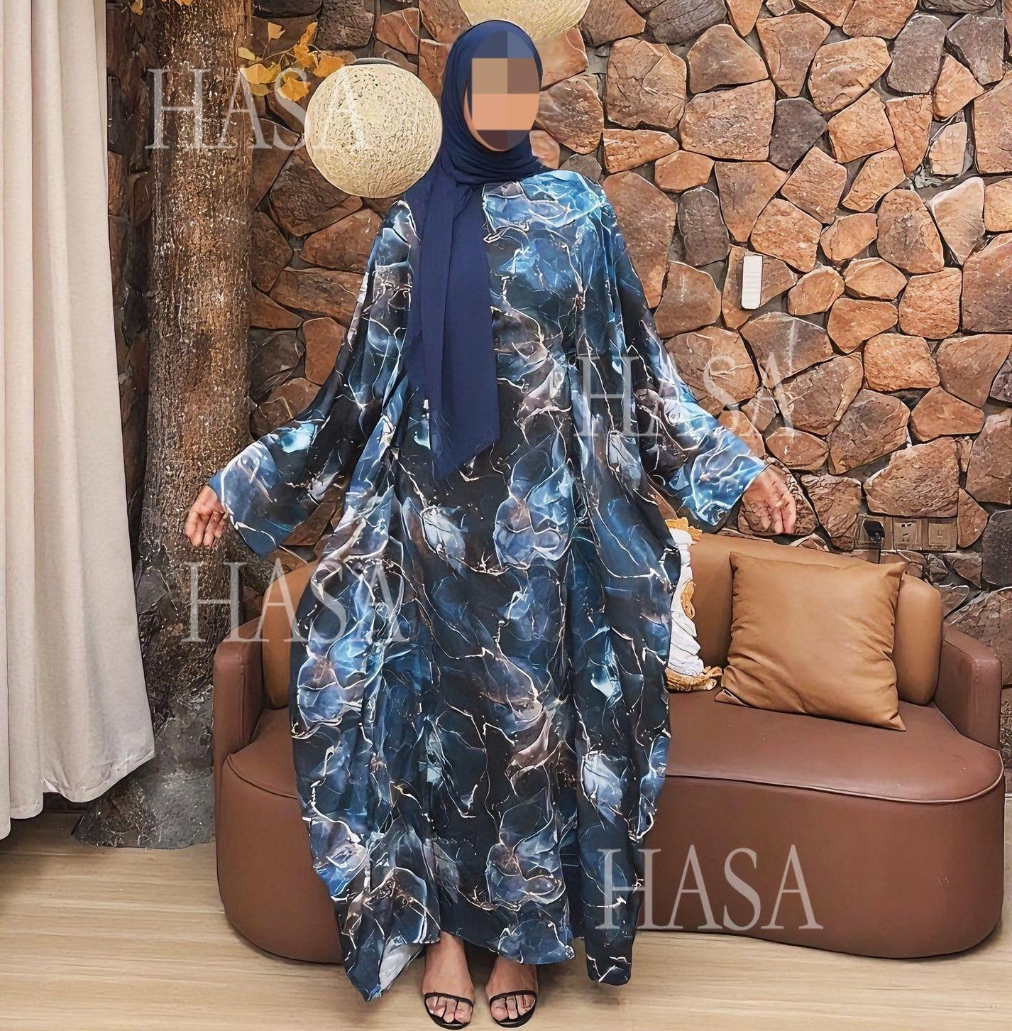 HA6621  Printed Long-sleeved Dress (with Optional Headscarf)