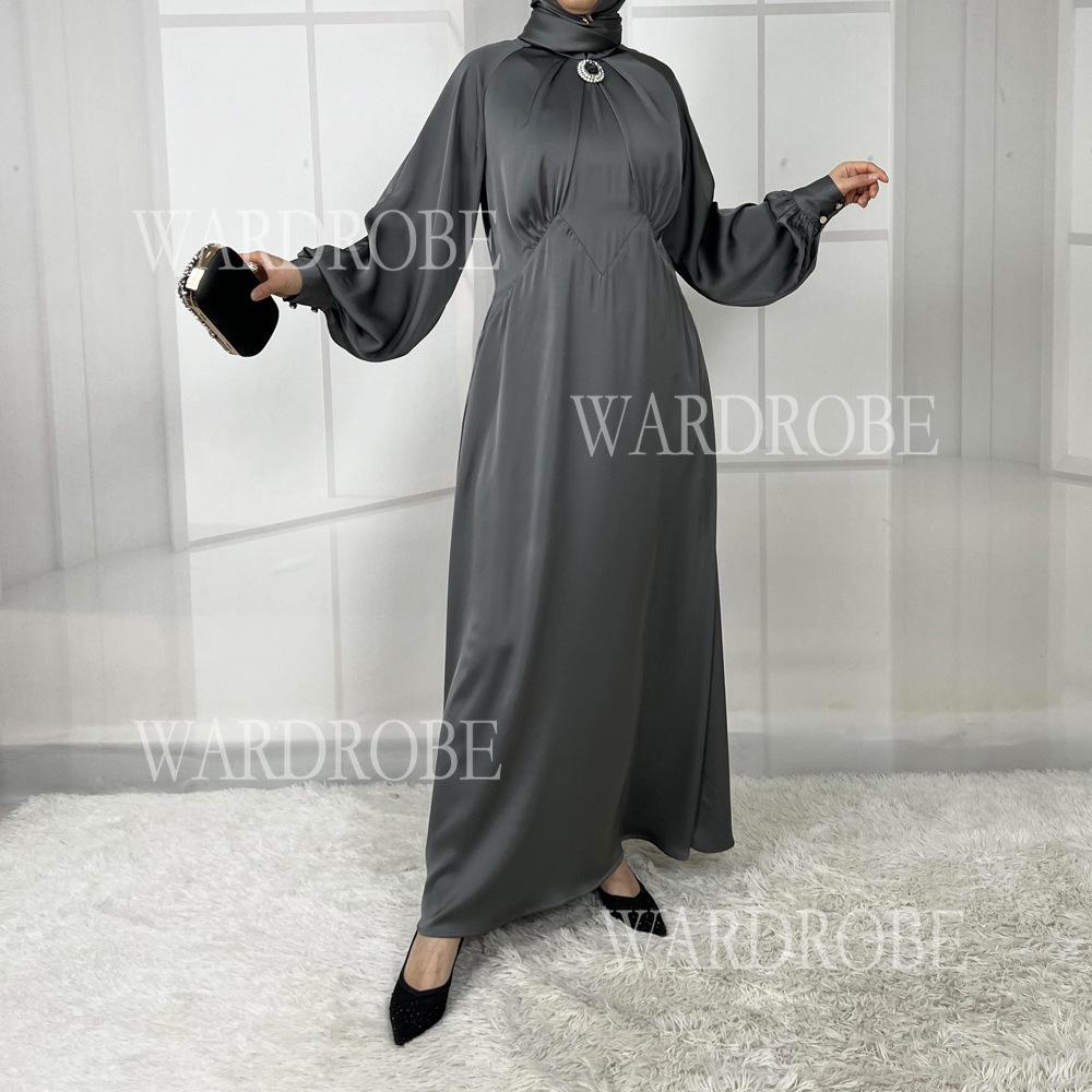 HS5859 High-end Silk Satin Robe (headscarf Not Included), Elegant Design Exudes Luxurious Texture