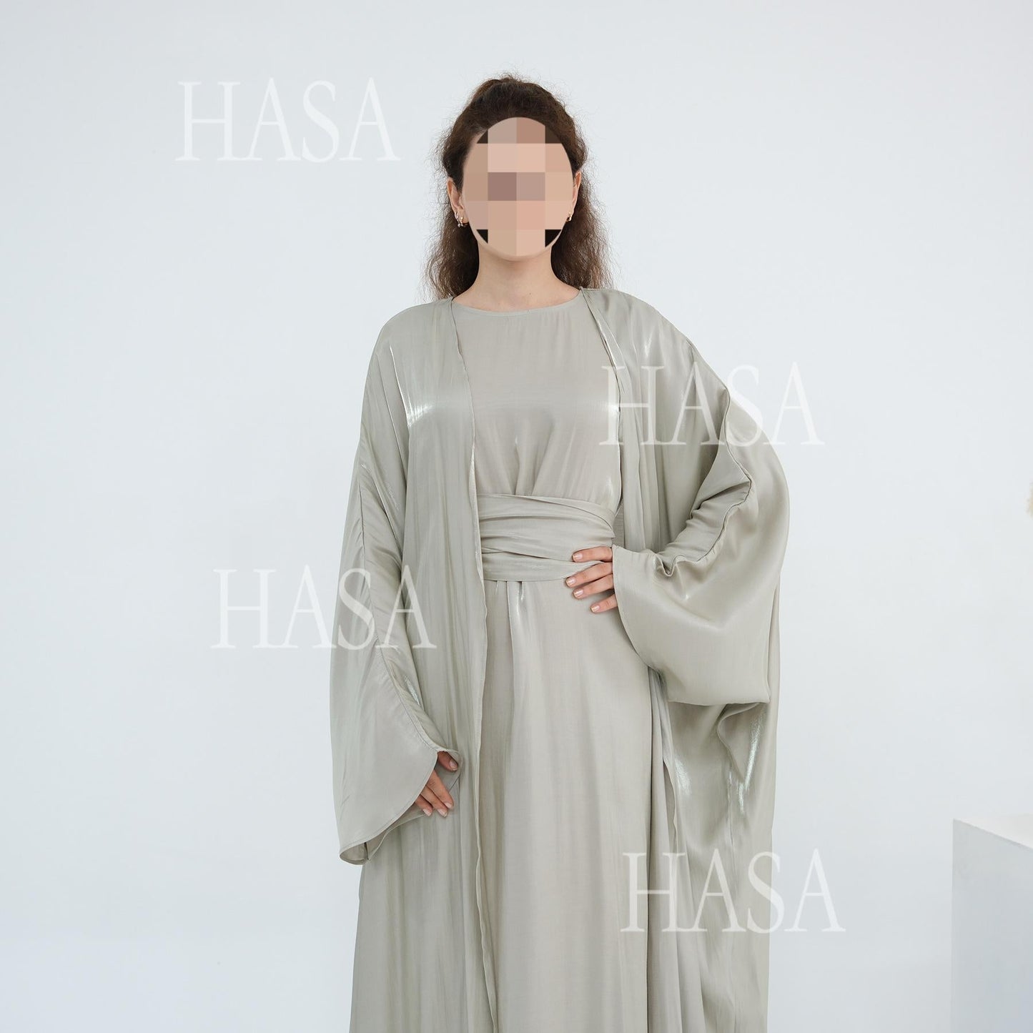 HA6530 Solid color simple two-piece long skirt suit
