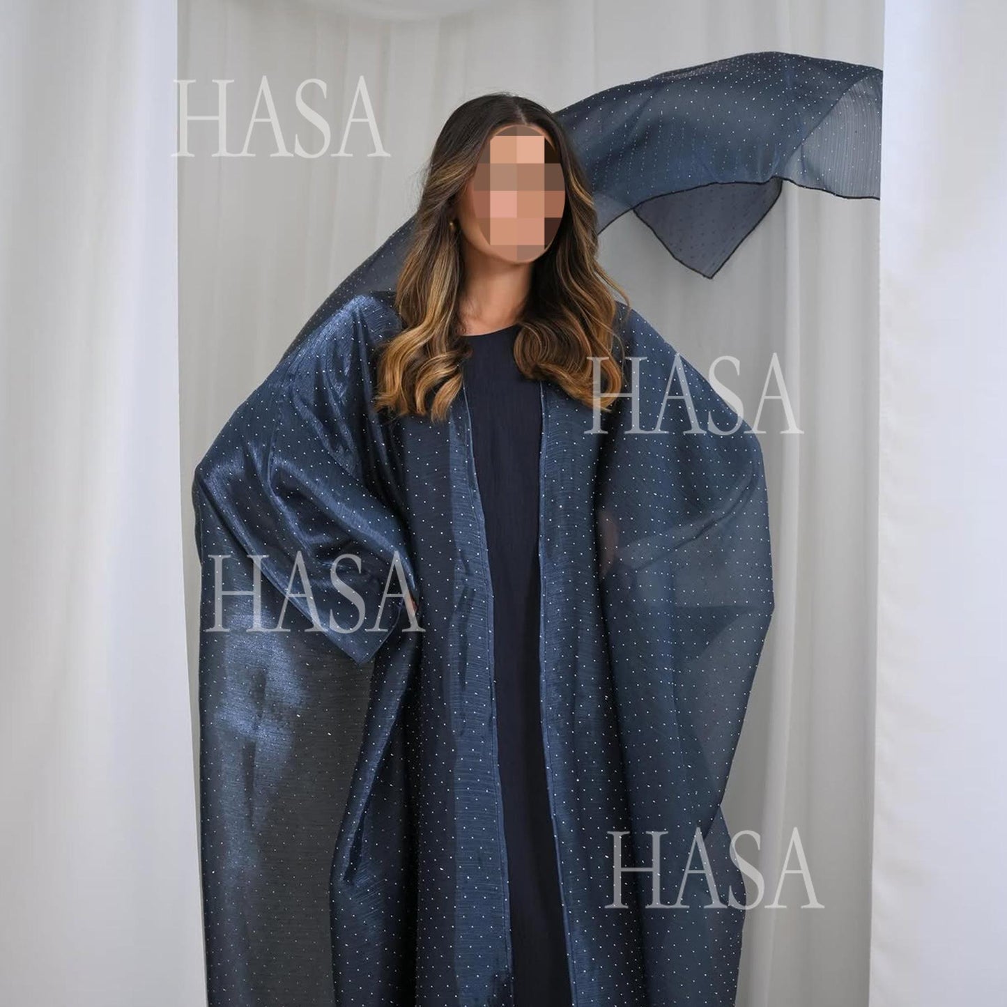 HA6493 Lightweight Ice Flower Ruffle Textured Rhinestone Robe Three-Piece Set