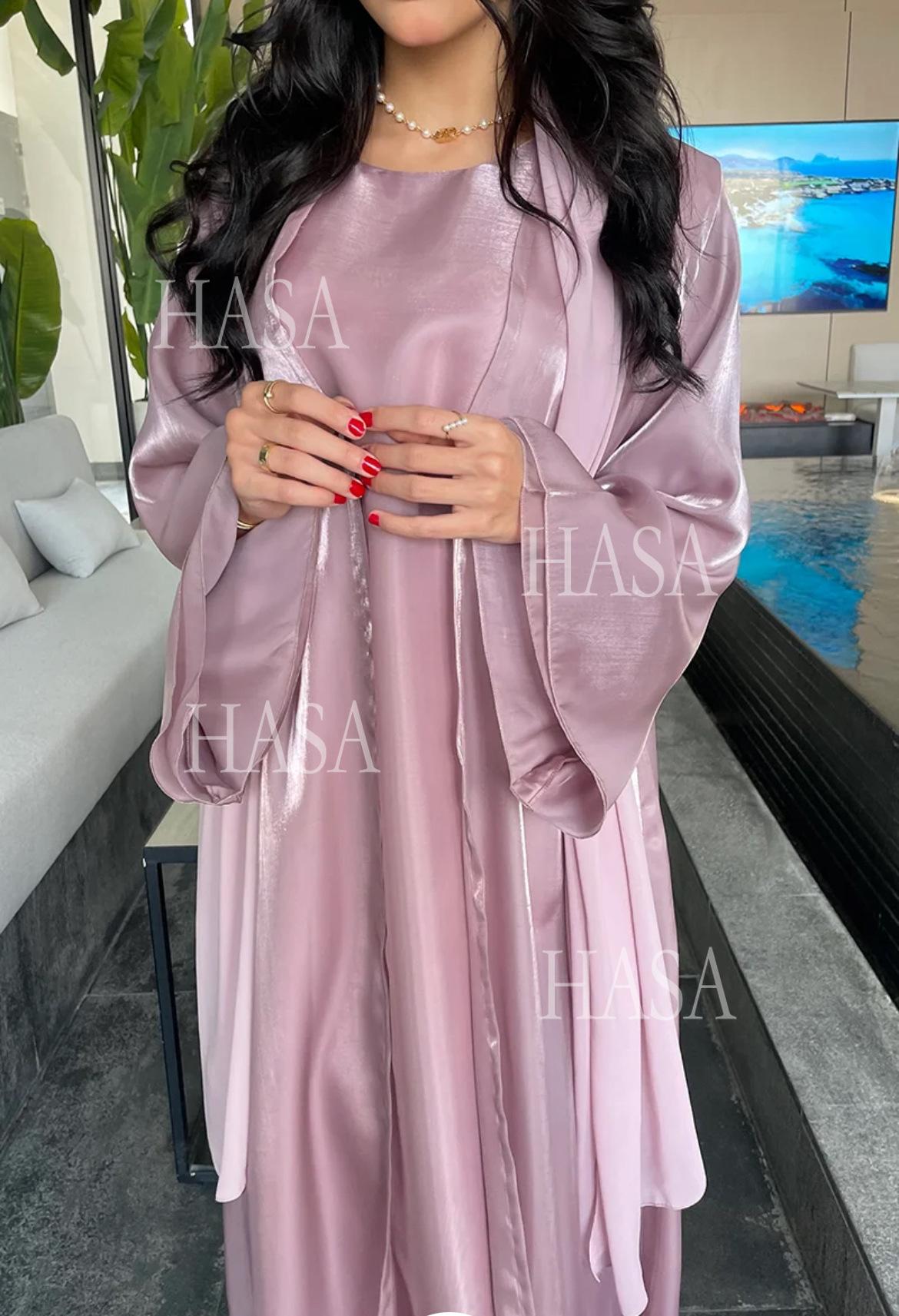 HA6579 Women's Purple Organza Two-Piece Robe (Long Skirt + Jacket)