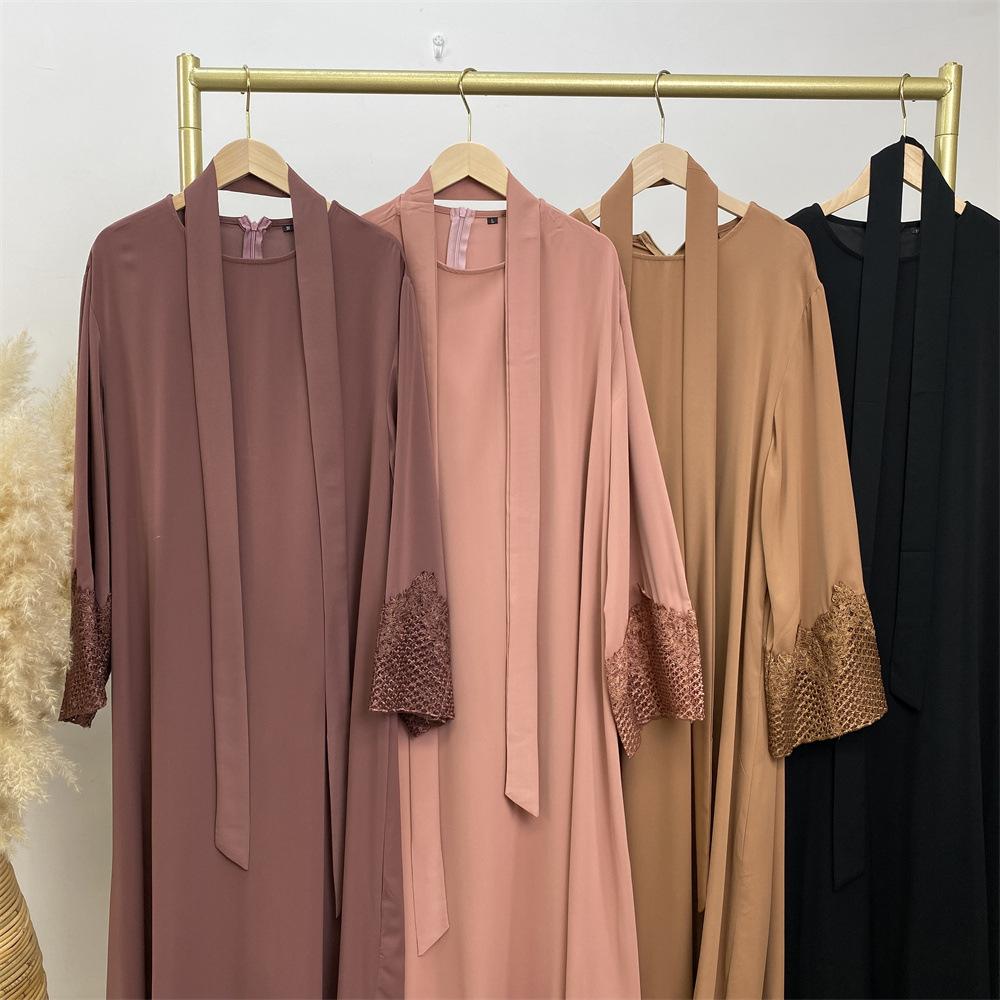 HAYA HAYA1084 Muslim Fashion Lace Robe Dress