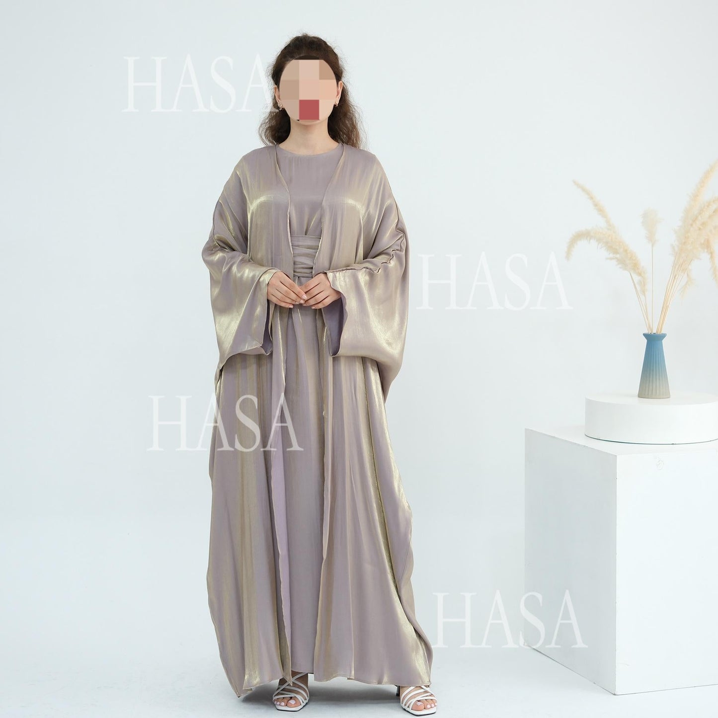 HA6530 Solid color simple two-piece long skirt suit