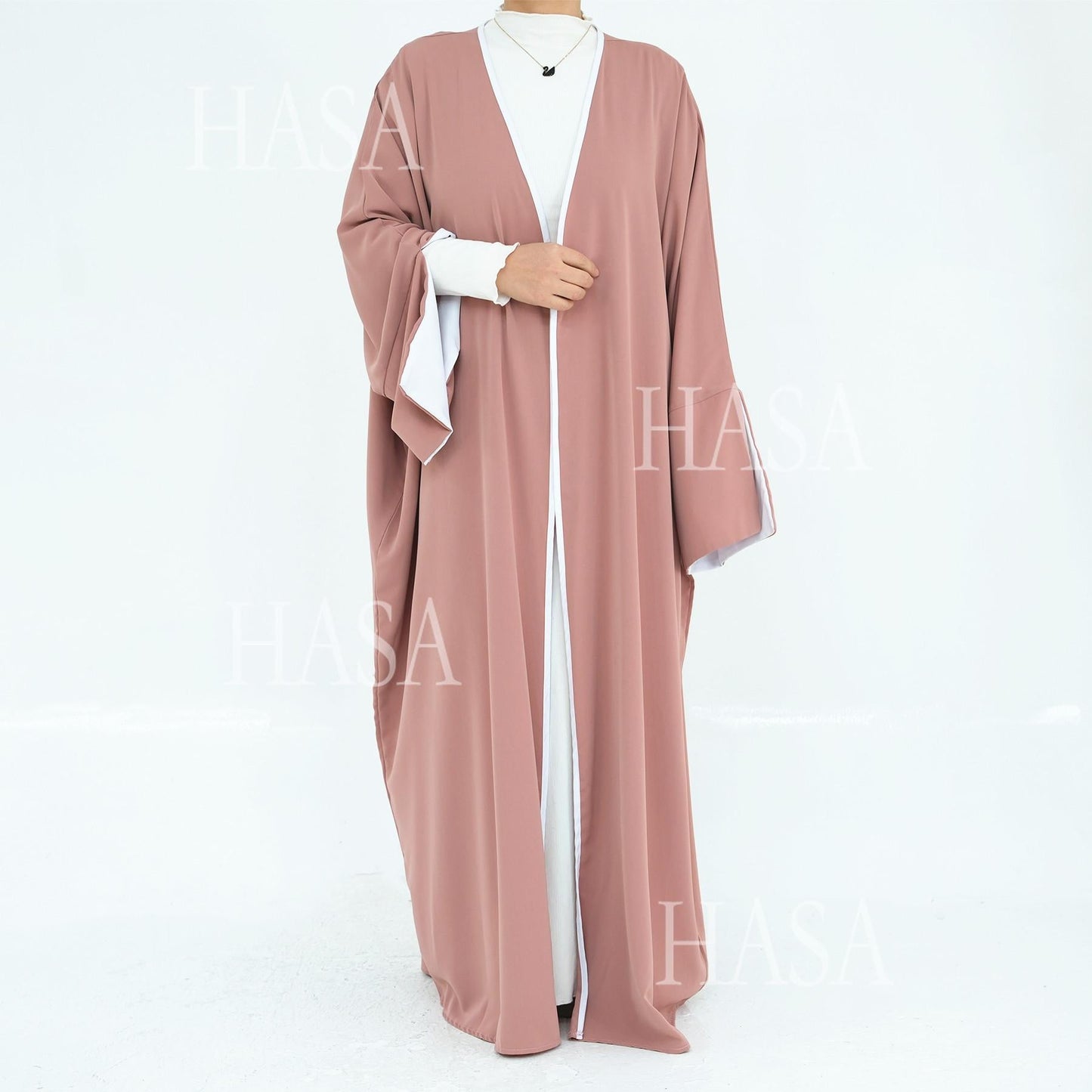 HA5877 The Loose-fitting Robe Has A Lightweight Silhouette That Is Perfect for Any Occasion open abaya outfit