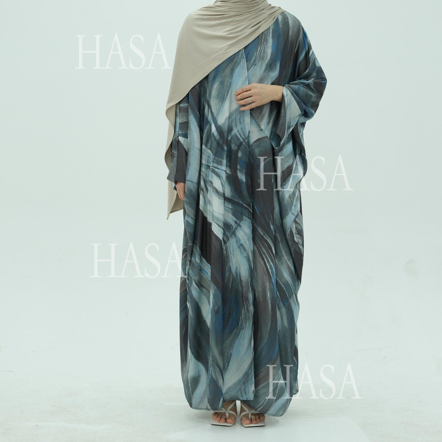 HA6509 Abstract Printed Loose Abaya (Headscarf Not Included)