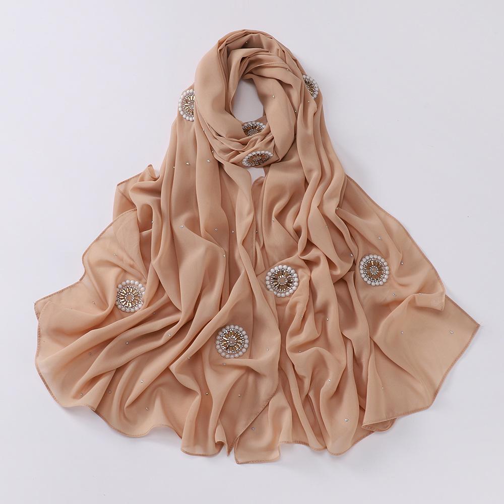 HAYA HA1126 Pearl Chiffon Baotou Scarf