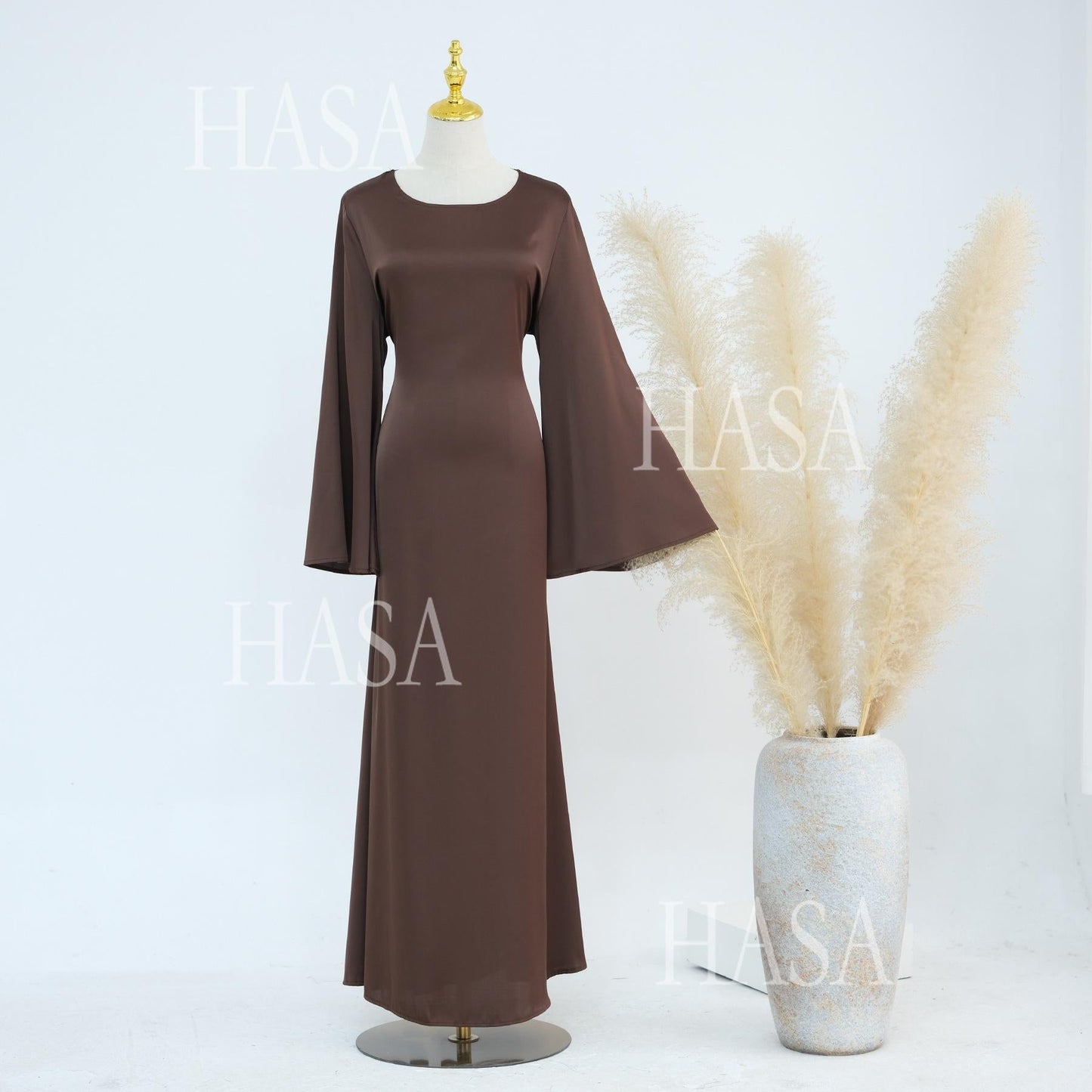 HA5870 Elegant drape two-piece robe dress-Light luxury street style abaya girl
