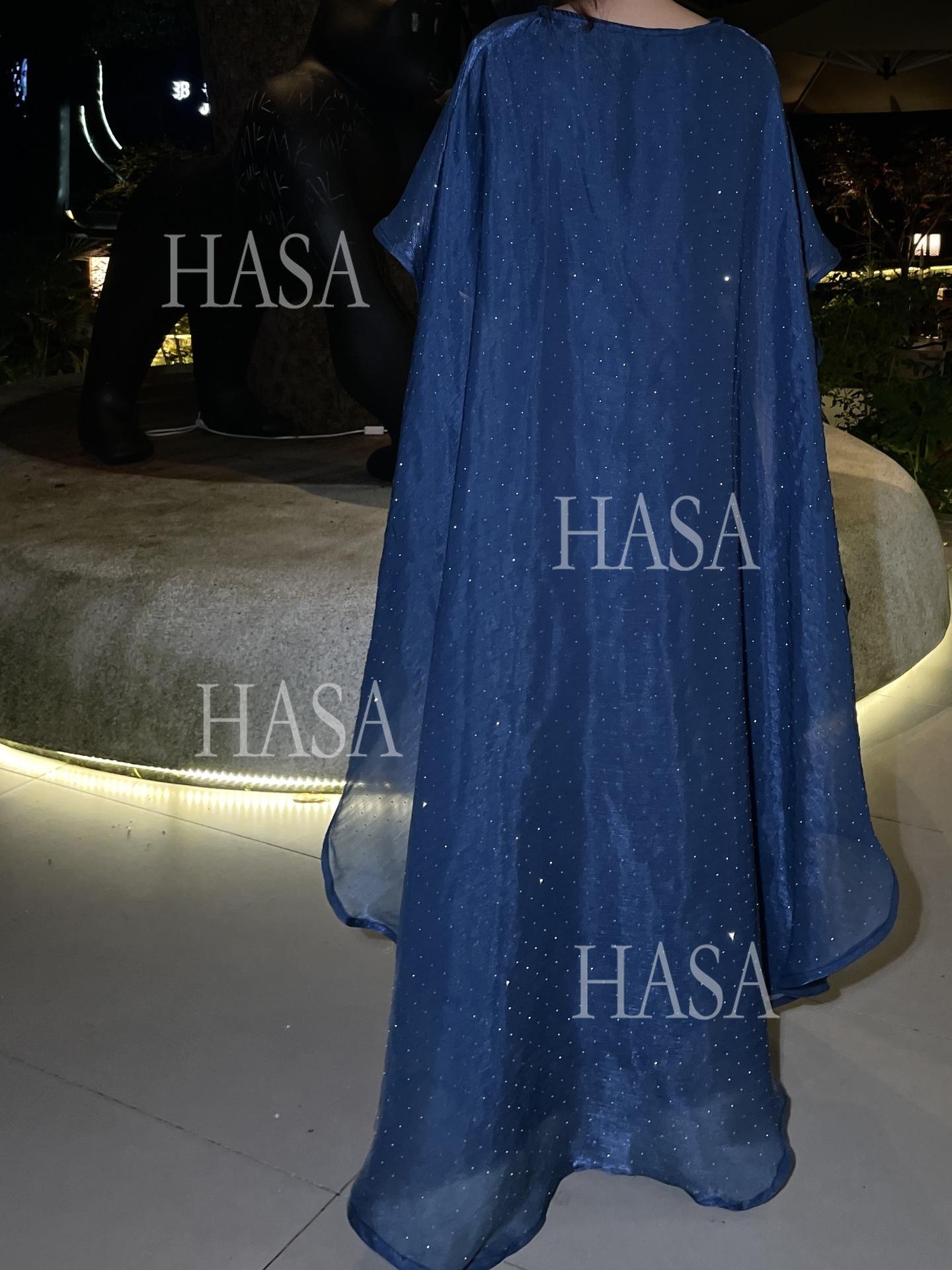 HA6477 Shiny robe two-piece set with rhinestone shawl decoration