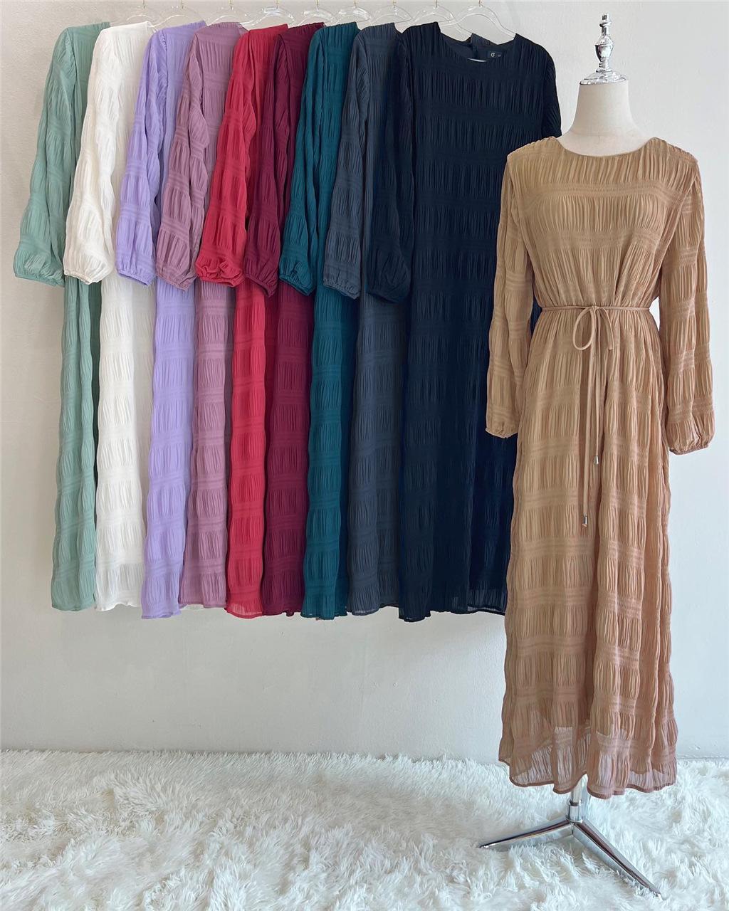 HAYA HAYA1049 Long Chiffon Pleated Dress