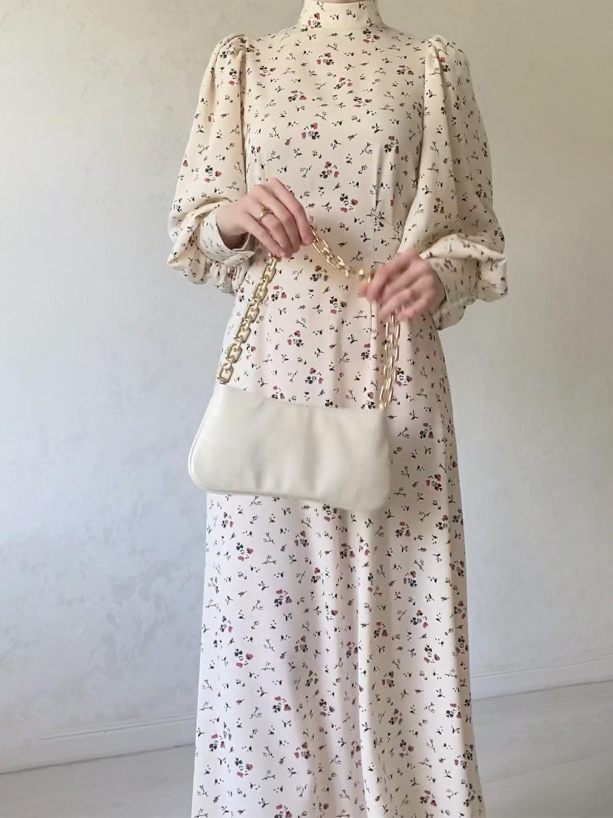 HAYA HAYA1027 Lace Up Floral Dress Long Skirt