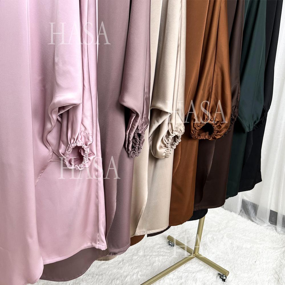 HS5857 High-end Bright Satin Two-piece Suit (headscarf Not Included), Irregular Design Shows Fashionable Style