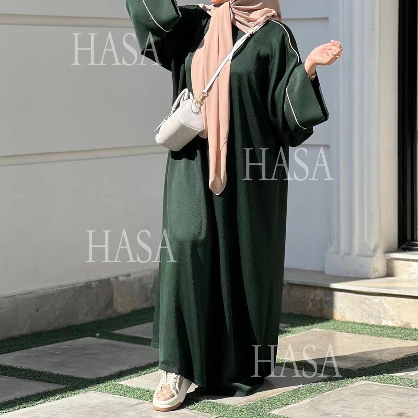HA5876 Robe with Detailed Design and Gentle Texture for Daily Light Wear abayas