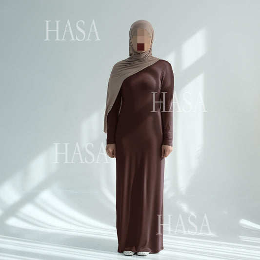 HA6565 Basic Solid Color Modal Cotton Long Dress