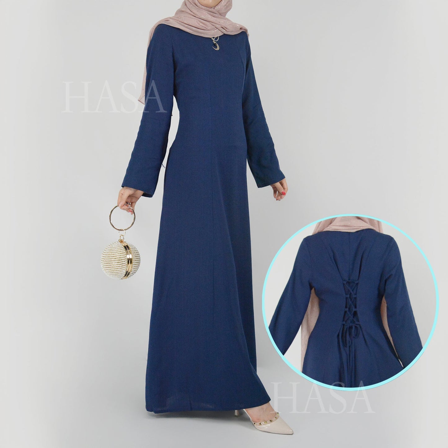 HASA HA5866 Elegant Long Skirt with Tie Waist and Wide Swing Design