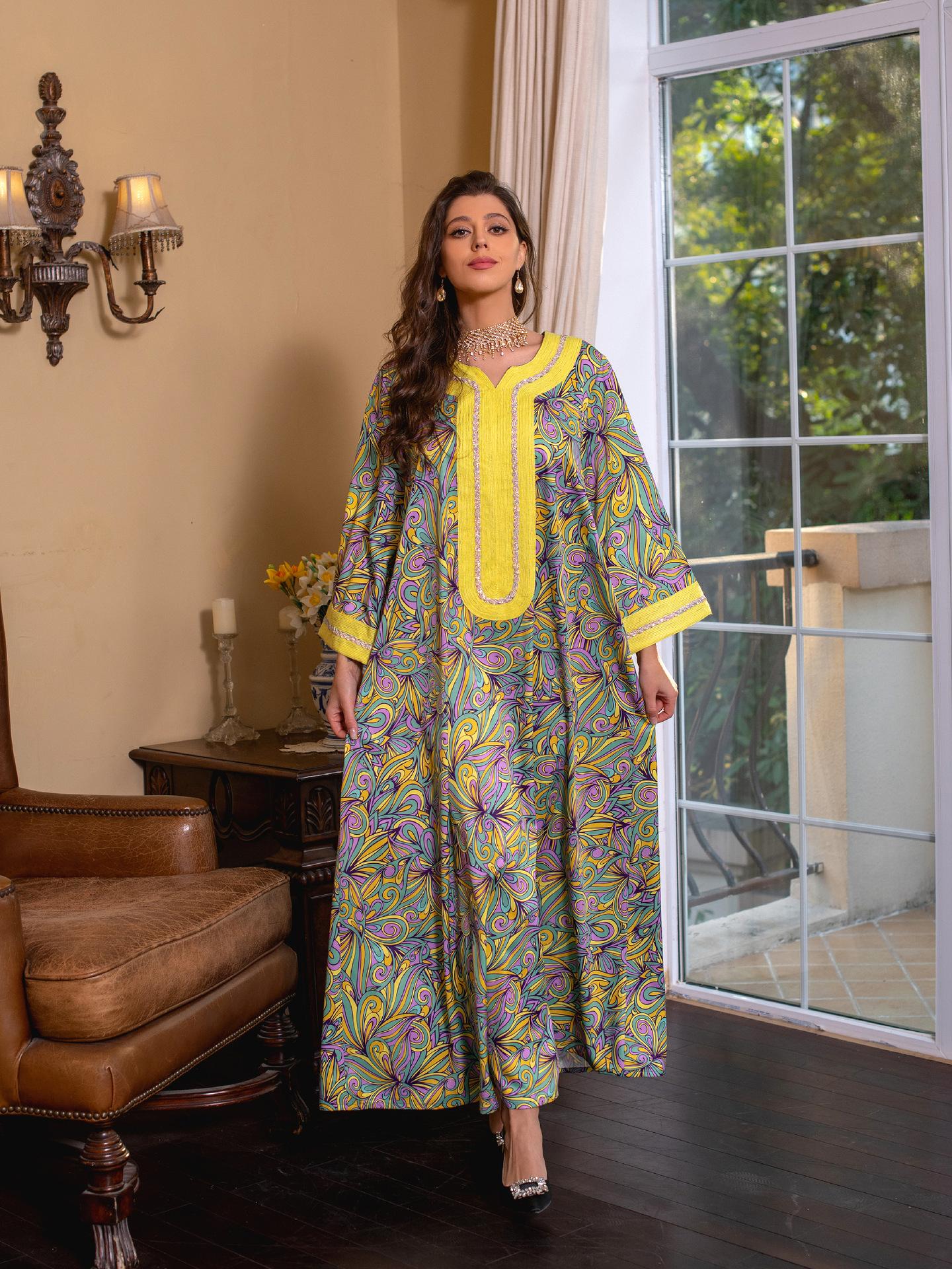 HAYA HAYA1074 Muslim Embroidered Hot Diamond Dress